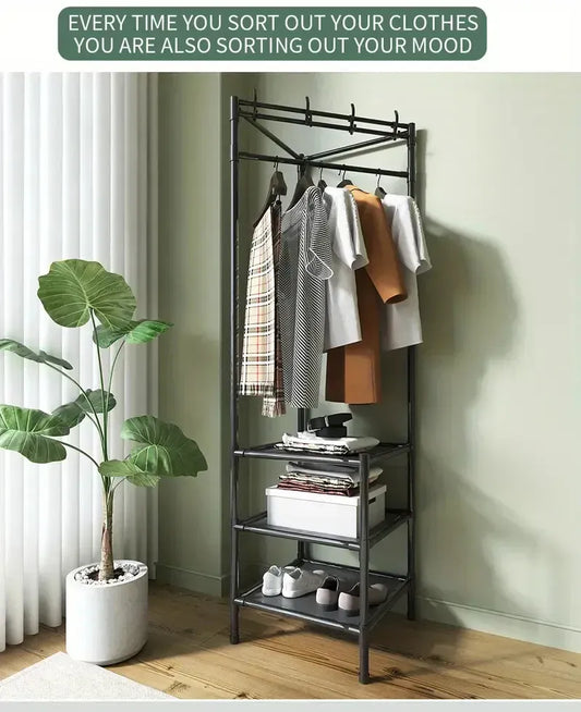 Multifunctional Corner Coat Rack | Space-Saving Coat & Storage Organizer | Random Colour
