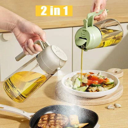 2-in-1 Oil Sprayer Bottle for Kitchen – Spray & Pour Dispenser for Cooking, Baking and BBQ