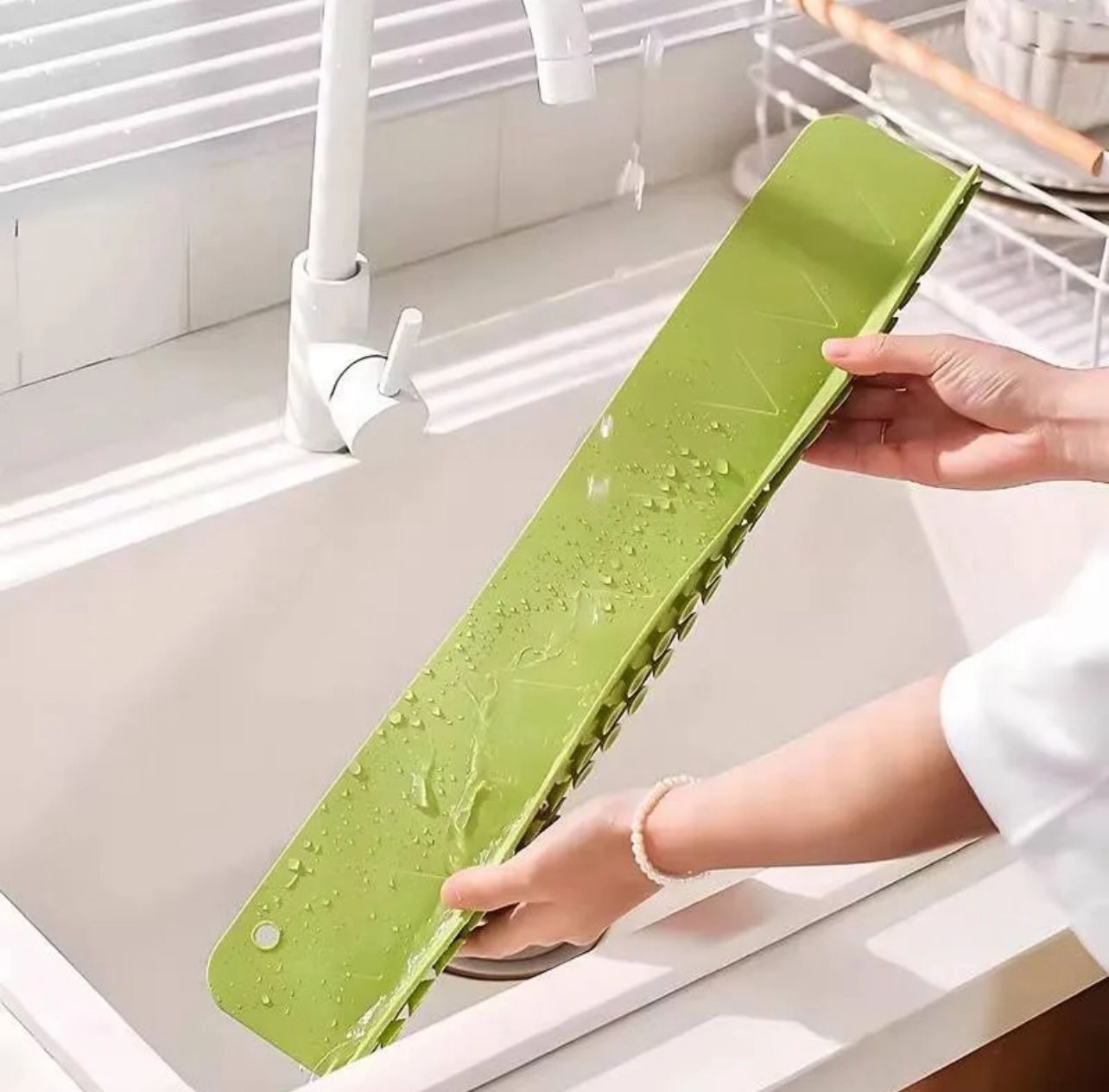 3 pcs Silicone Sink Splash Guard 16 inch | Flexible Water Stopper for Kitchen & Bathroom Sinks (Random Color)