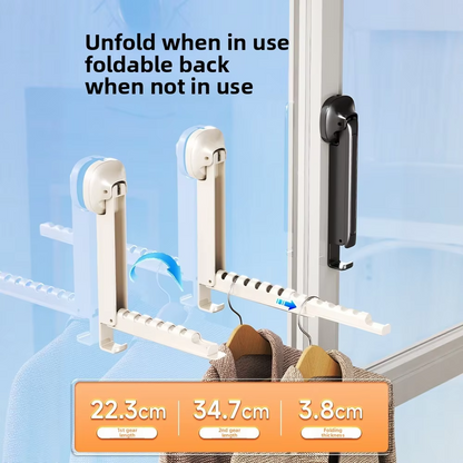 Folding Wall Mounted Clothes Drying Rack With Suction Cup  - Size 13.5Inch (Random Colour)
