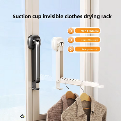 Folding Wall Mounted Clothes Drying Rack With Suction Cup  - Size 13.5Inch (Random Colour)