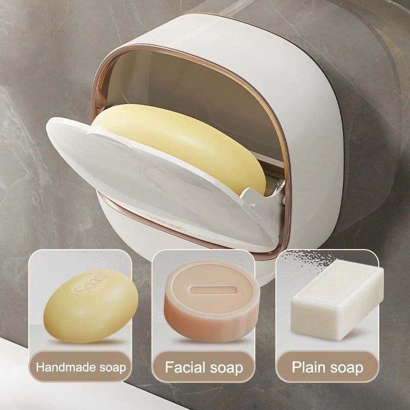 2 Pcs Soap Box Wall Mounted Light Luxury Soap Holder Punch Free Drain Laundry Soap Box Easy Cleaning | Random Colour