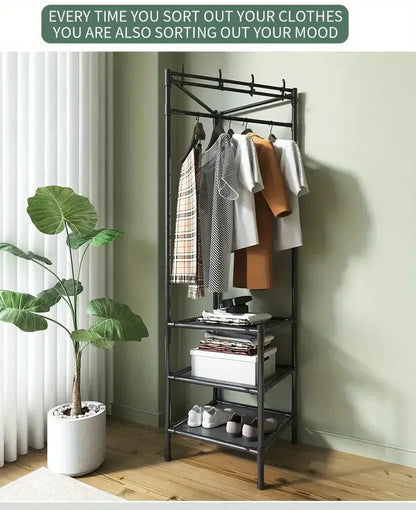 Multifunctional Corner Coat Rack  |  Random Colour