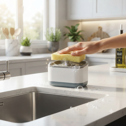2-in-1 Kitchen Dishwashing Liquid Dispenser & Sponge Holder for Easy Cleaning