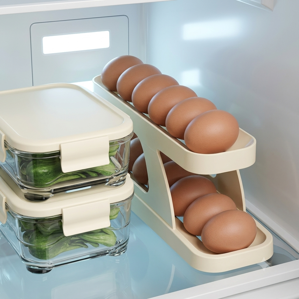 15 Egg Storage Box Rolling Design Space Saving