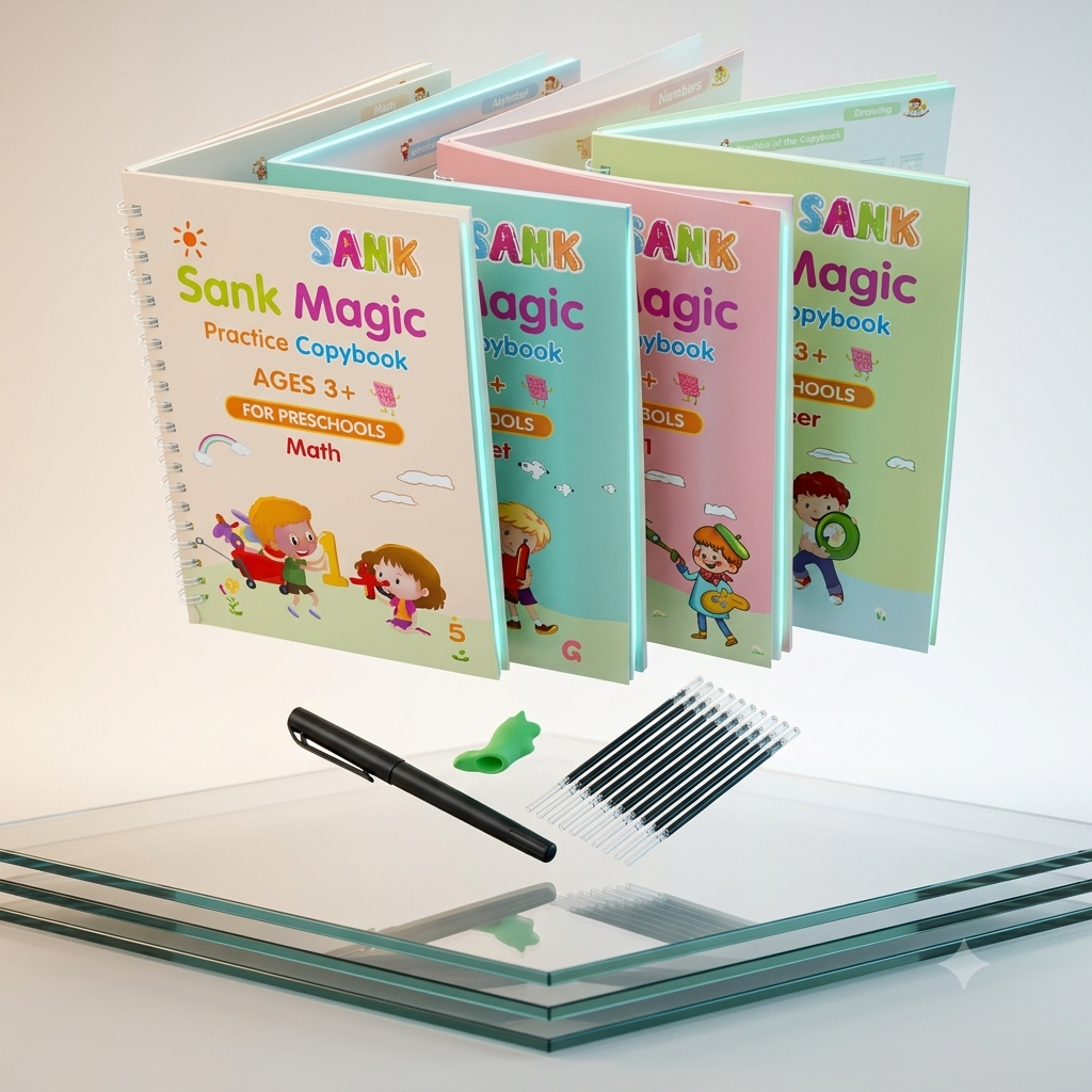 Sank Magic Practice Book Set 4 Books with Pen & 10 Refills