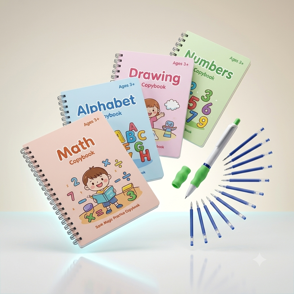 Sank Magic Practice Book Set 4 Books with Pen & 10 Refills