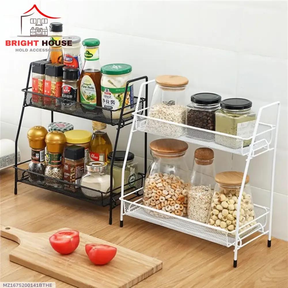 Two Tier Spice Rack for Kitchen Organization