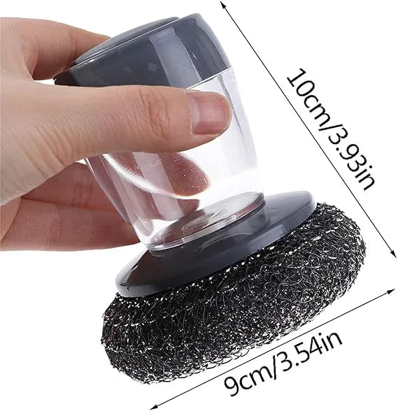 Soap Dispensing Kitchen Scrubber Brush with Steel Wire Ball